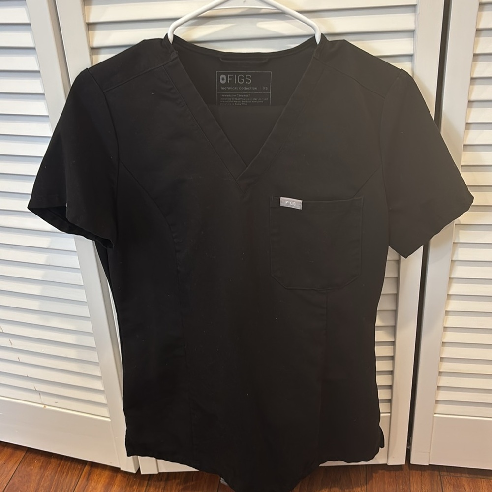 Figs Black Women's scrub V neck Top